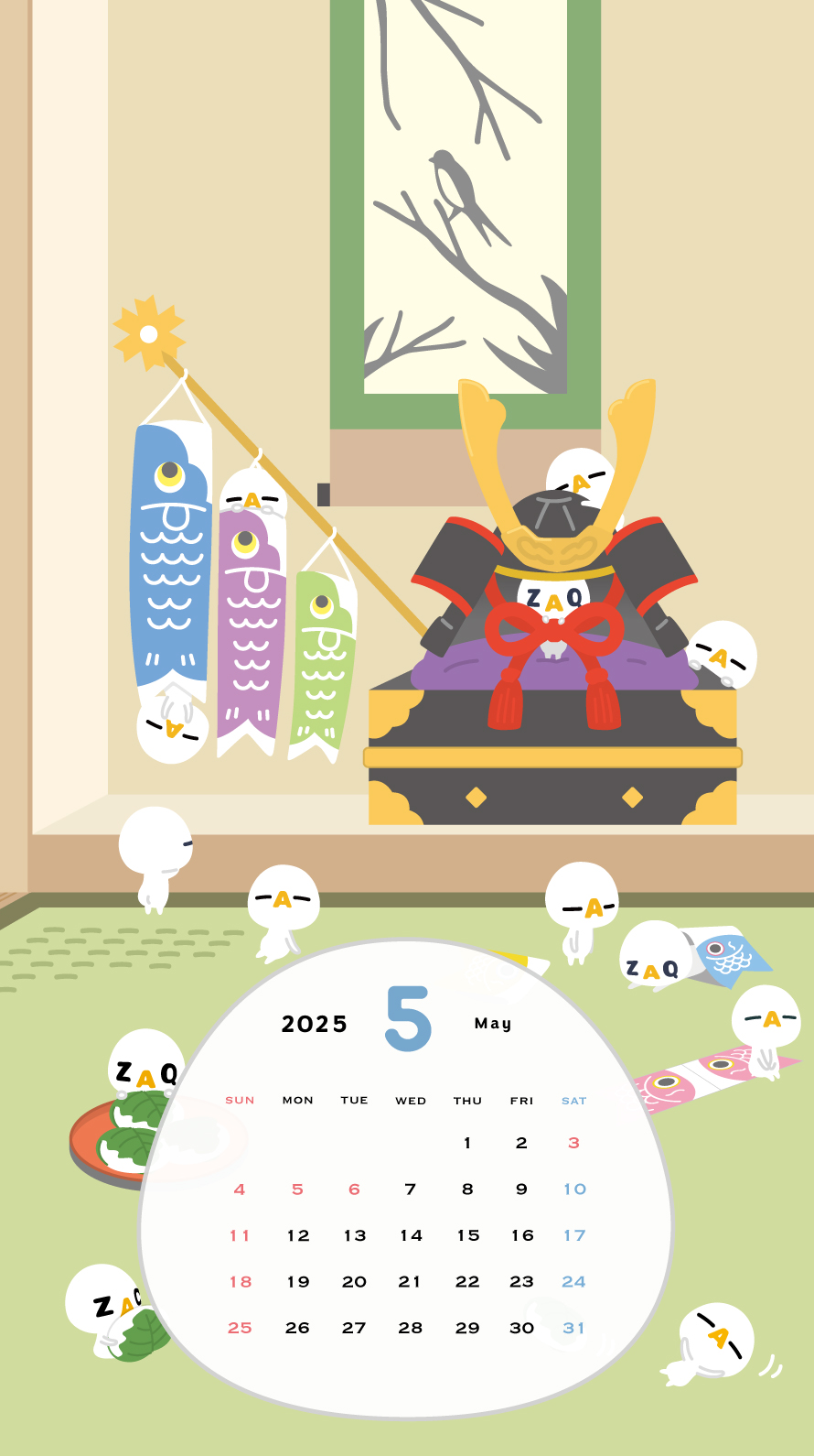 ざっくぅカレンダーつき壁紙2025年5月_890x1590 - ざっくぅ